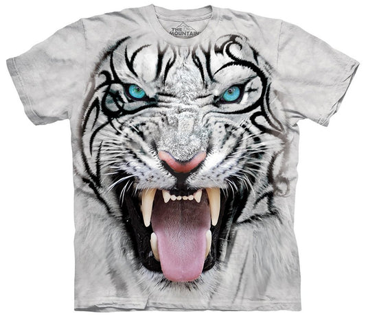 Big Face Tribal White Tiger The Mountain Adult T-Shirt