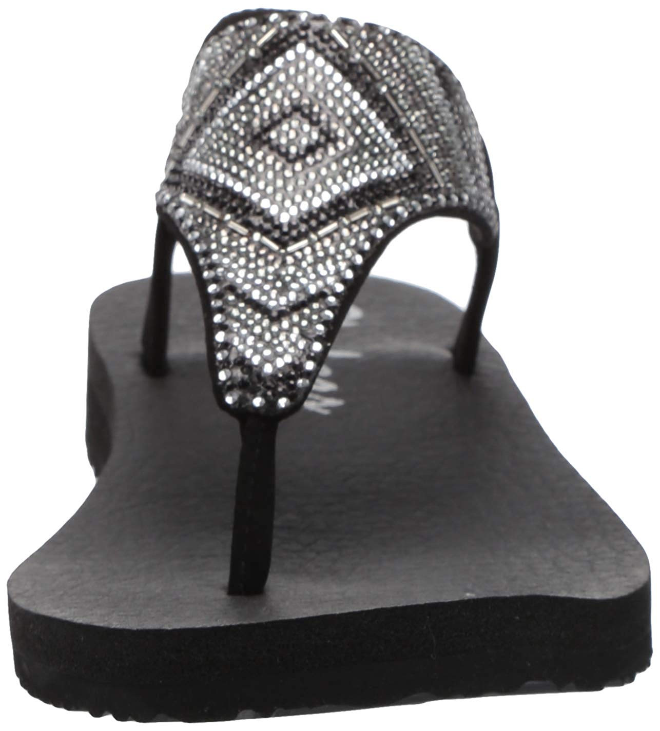 Skechers Women's Meditation-Gypsy Glam-Hooded Aztec Rhinestone Slingback Thong Sandals, Black, 5 M US