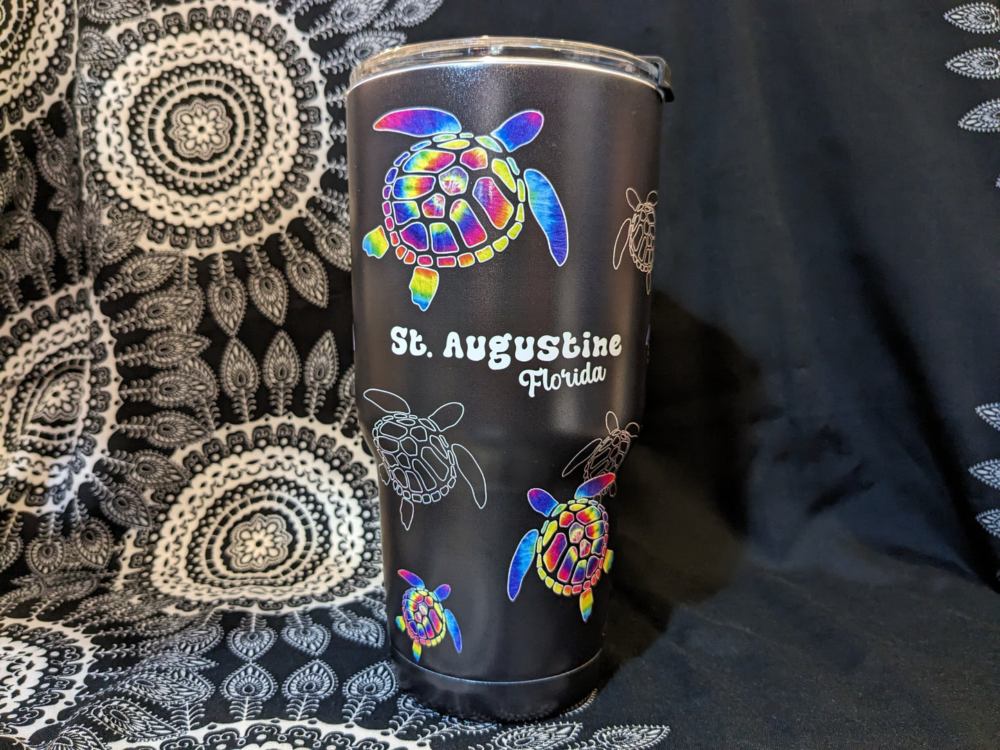 ID SA Souvenir Tumbler Cup With Straw, Tie Dye Design,