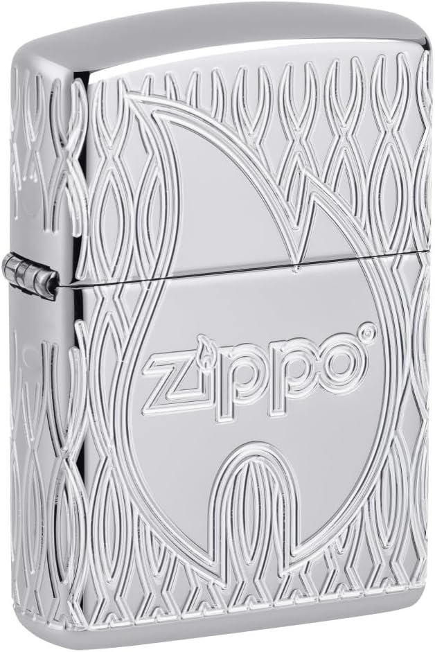 Zippo Flames Deep Carve Multicut Armor High Polish Chrome Lighter 48838