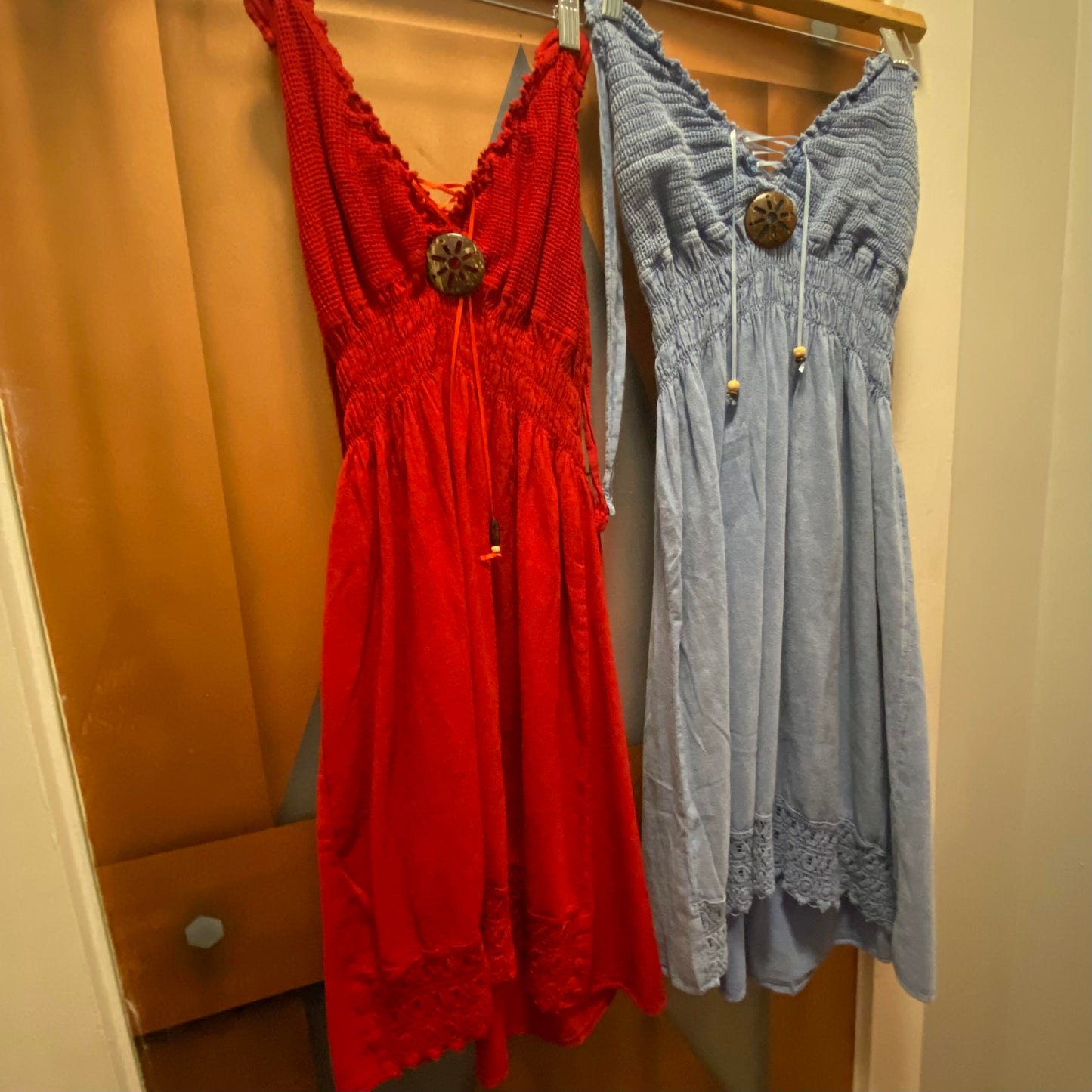 Cotton Collection Button Halter Linen Dress D206