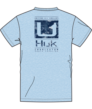 HUK Made Angler Tee, Coastal Sky Heather,XL