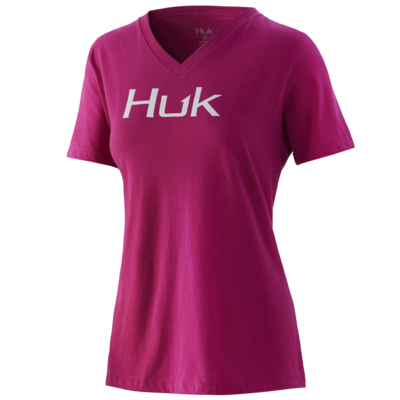 Womens Huk logo V-neck