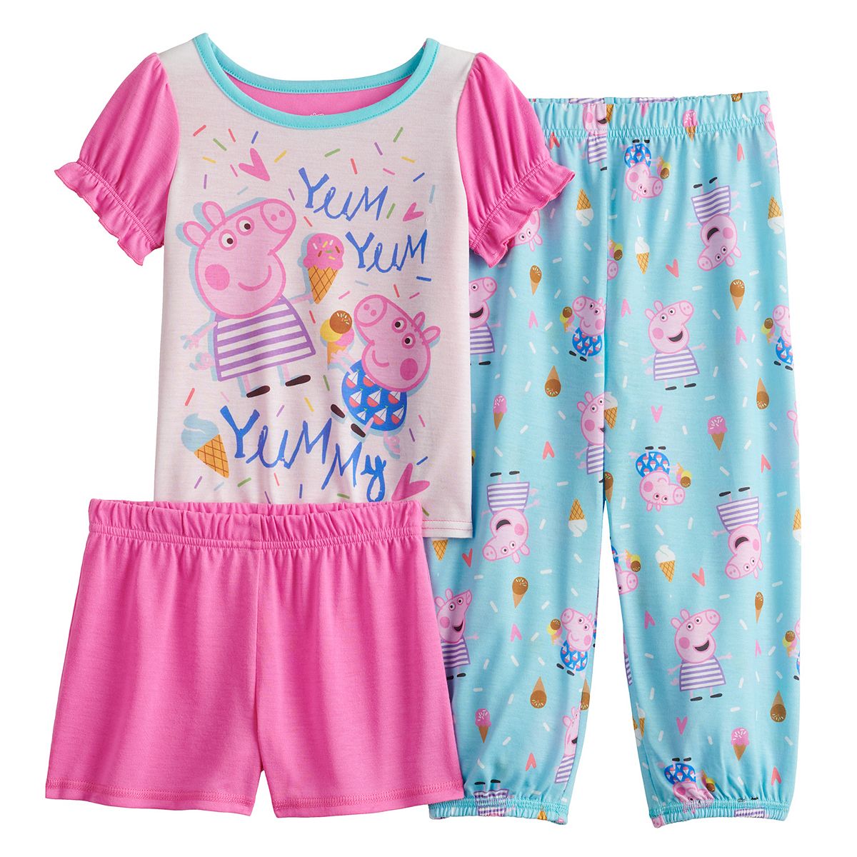 Peppa Pig Girl's YUM YUM YUMMY 3pc Pajama Set