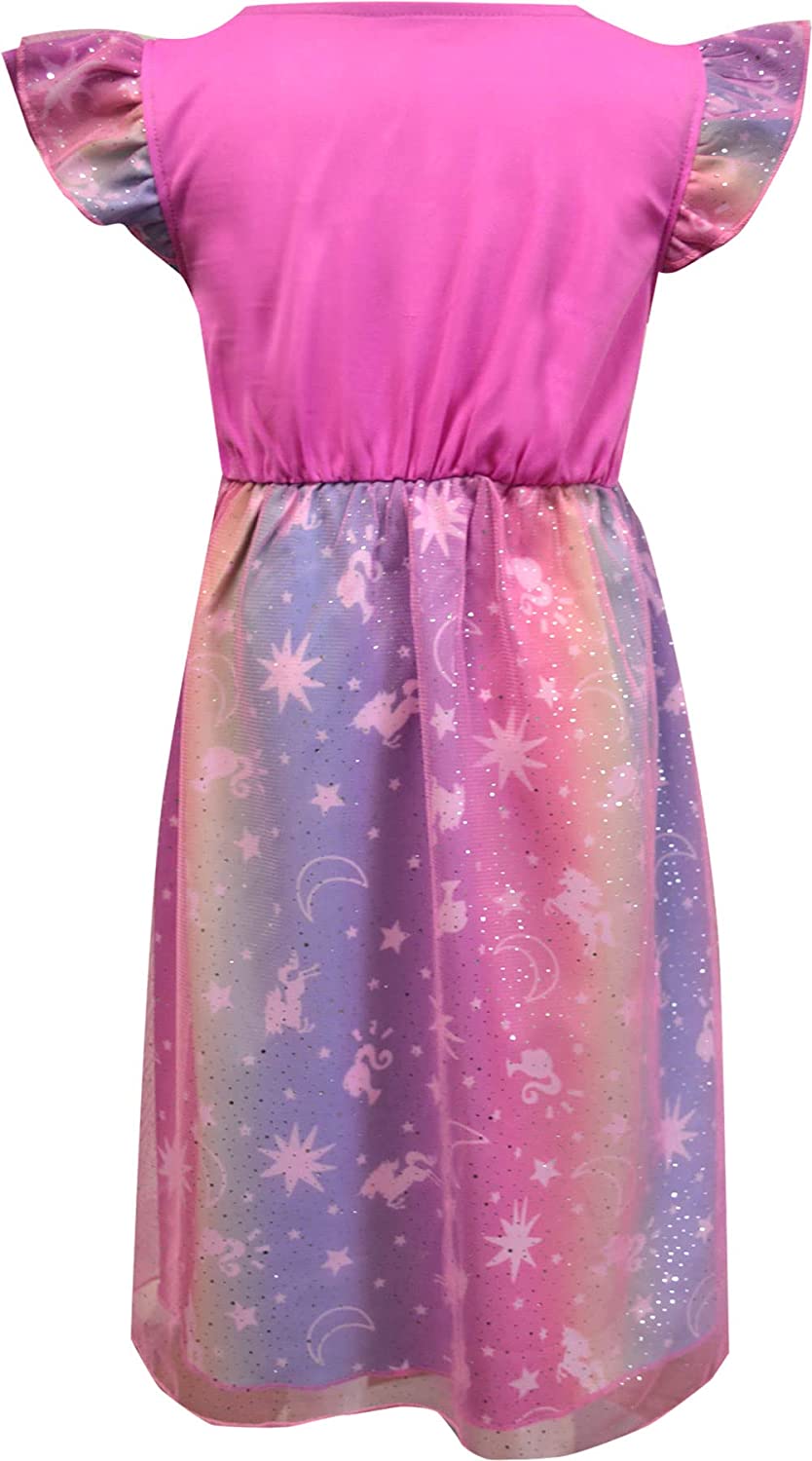 Barbie Girls' Nightgown with Rainbow Overlay