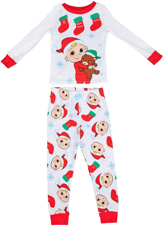 Cocomelon Christmas Holiday Toddler 2-Piece Sleep Set Toddler