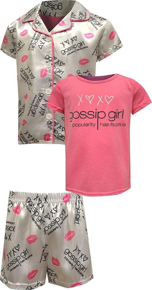 Girls' Gossip Girl 3pc Charmeuse Pajama Set