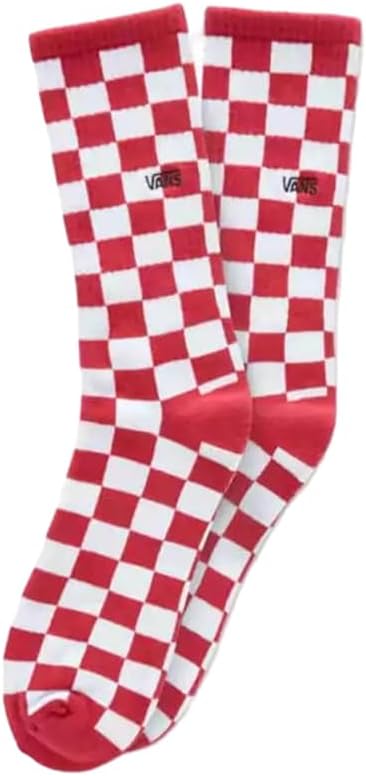 VANS Checkerboard Men's Crew Socks, Red/White, (9.5-13) M US