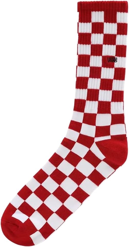 VANS Checkerboard Men's Crew Socks, Red/White, (9.5-13) M US