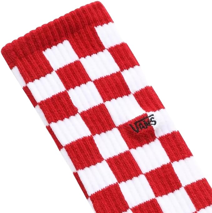 VANS Checkerboard Men's Crew Socks, Red/White, (9.5-13) M US