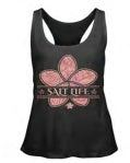 Salt Life Women's, Frangipani Racer Back Salt Wash, Tank, Black, L