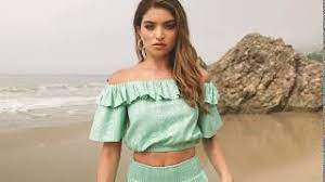 Elan Off Shoulder Crop Top Seafoam