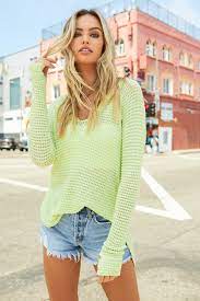 Elan Long Holly Beach Sweater Seafoam (lime)