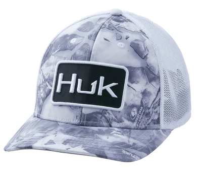 HUK Mossy Oak Fracture Stretch Trucker Hat Mo Leeward ,S/M