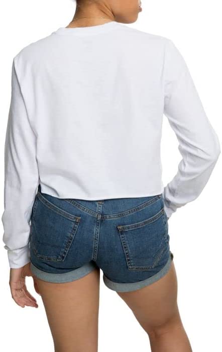 Vans Women's Tore Up Long Sleeve Crop Top T-Shirt, White, S