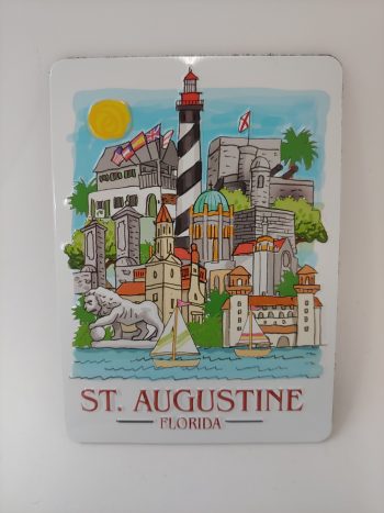 Historic Print and Map,St. Augustine Watercolor Skyline Magnet