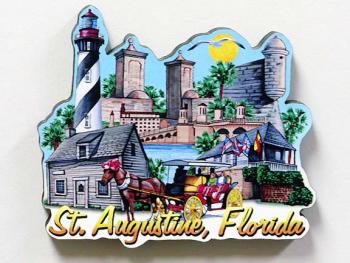 St. Augustine Multiple Scenes Wood Magnet