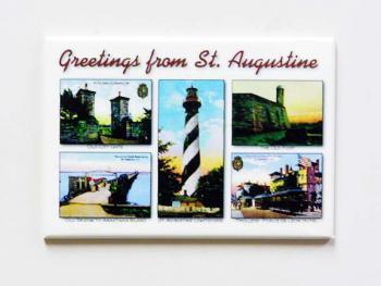 Five Scene "Greetings from St. Augustine" Tinplate Magnet