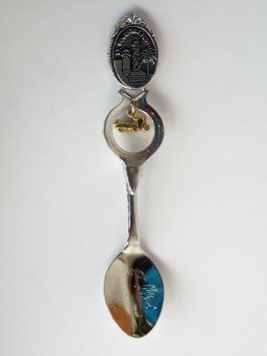 Pewter top-spoon with Horse & Buggy dangle.