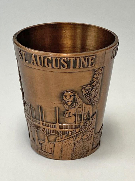 Historic Print and Map,St. Augustine Metal Shot Glass Copper