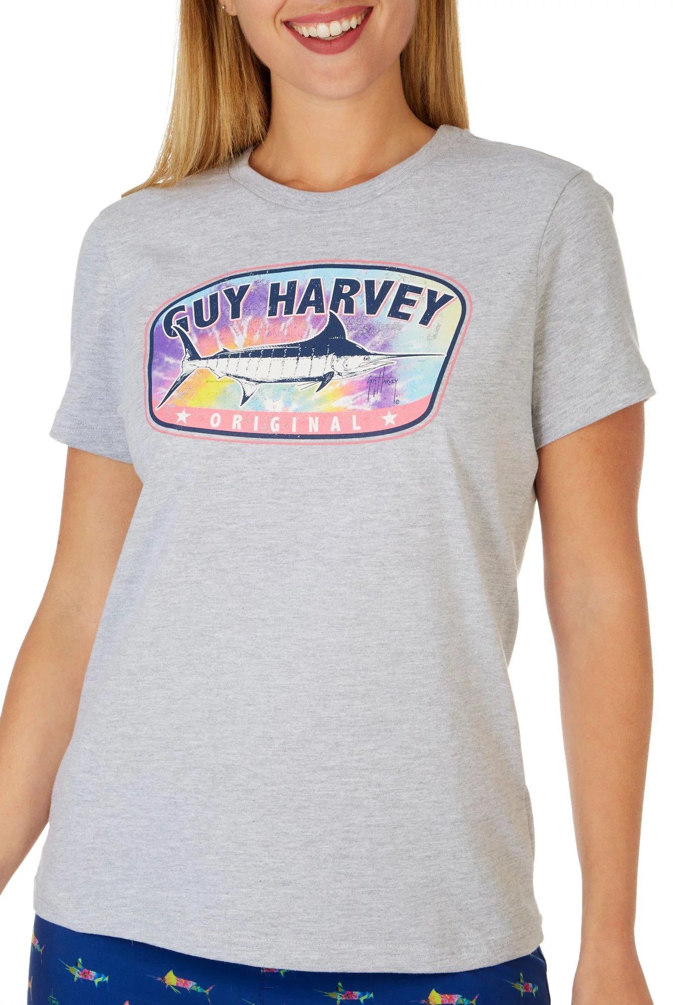 Guy Harvey Ladies Crew Neck T-Shirt No Pocket Front Print