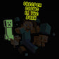 Minecraft Run Away Creeper Glow Dark T-shirt, Black, 4XL