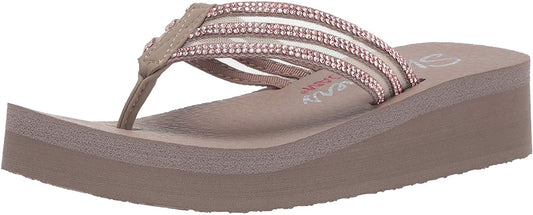Skechers Cali Women's Vinyasa-Sugar Pie - Pearl/Rhinestone Flip-Flop