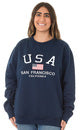 Isaac's Designs USA Embosing Crewneck,Navy,XL