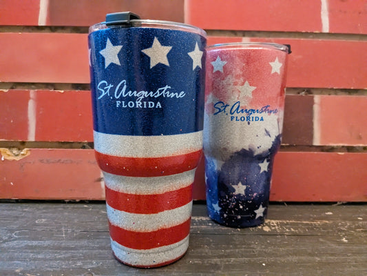 ID SA Souvenir Tumbler Cup With Straw, Shimmer Flag,