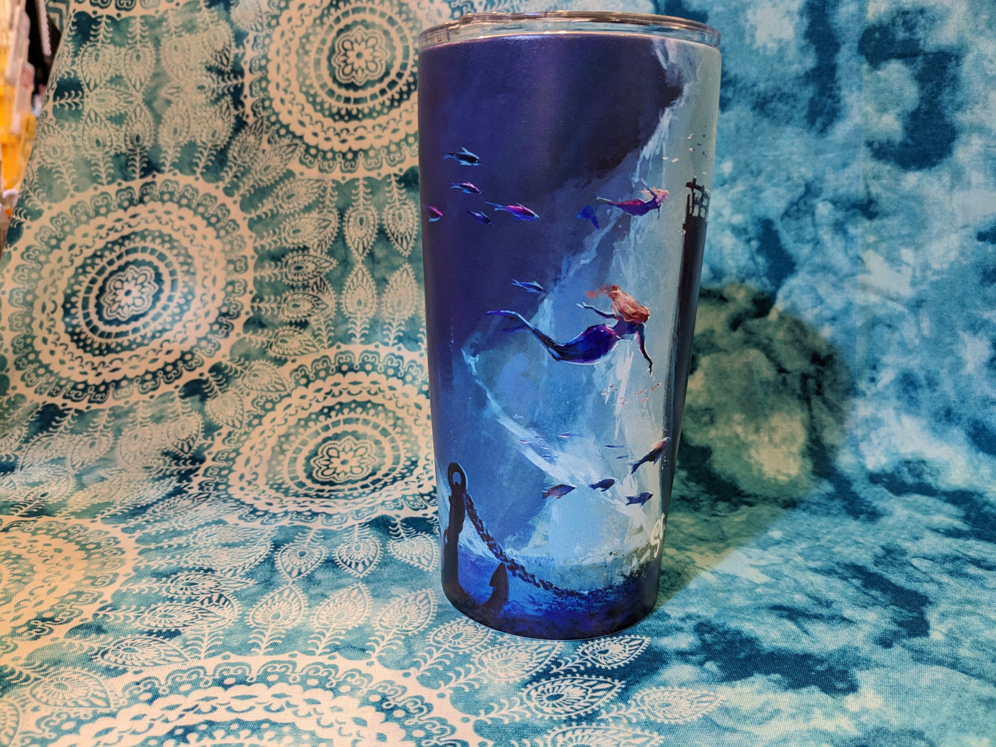 ID SA Souvenir Tumbler Cup With Straw,Under Sea Graphic,