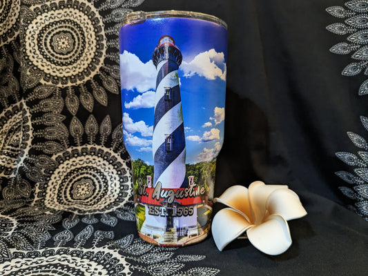 ID SA Souvenir Tumbler Cup With Straw, Light House Picture