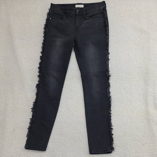 Elan Jeans With Fray Sides Black All Sizes
