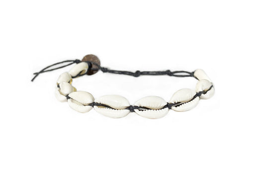 Lotus and Luna Cowry Shell Bracelet