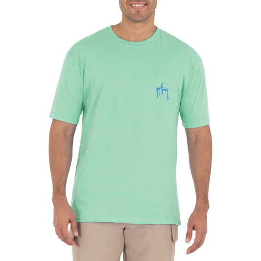 Guy Harvey Men's Sunset Sailfish T-Shirt No Pocket, Beach Glass,XL