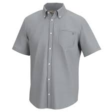 Huk Kona Cross Dye Button SS, Harbor Mist Grey