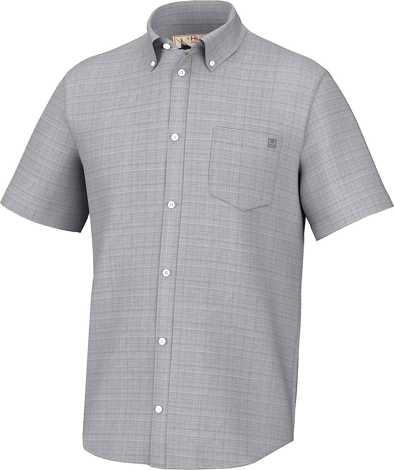 Huk Kona Cross Dye Button SS, Harbor Mist Grey