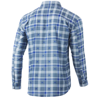 Huk Tide Point Fish Plaid Long Sleeve