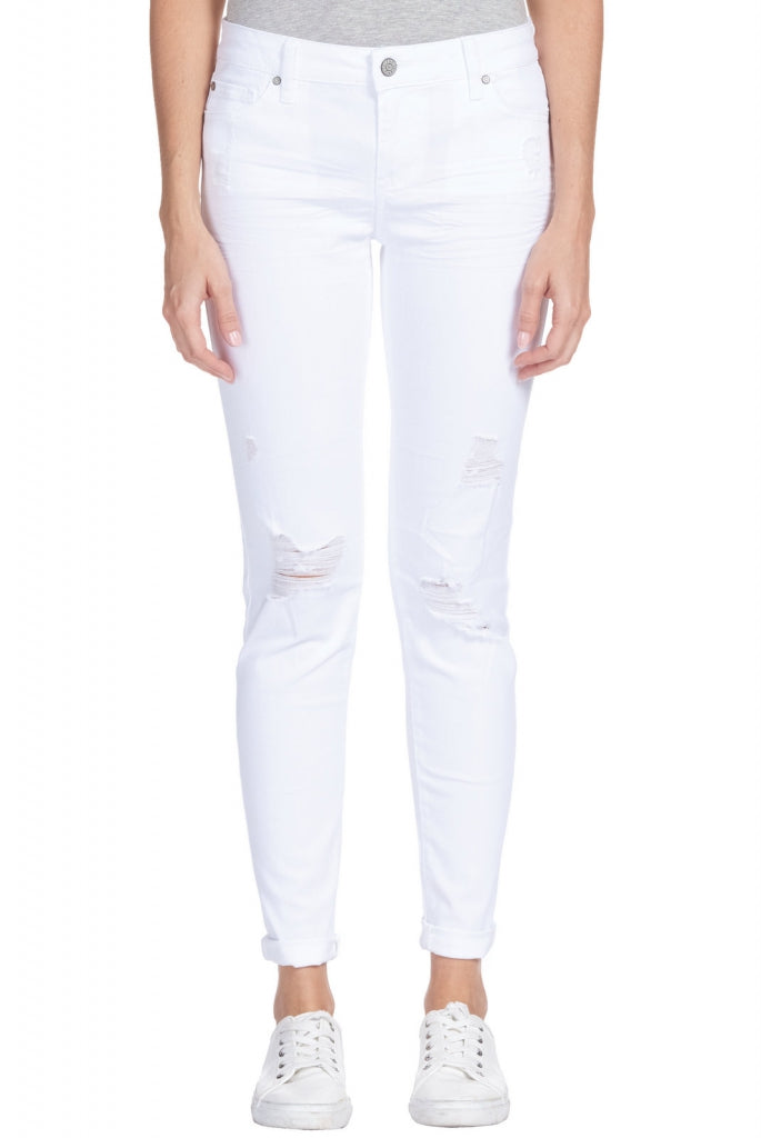 Elan Distressed Skinnie Jeans White