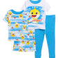 Baby Shark Boys' WILD AND FREE 4pc Pajama Set, White, 2T