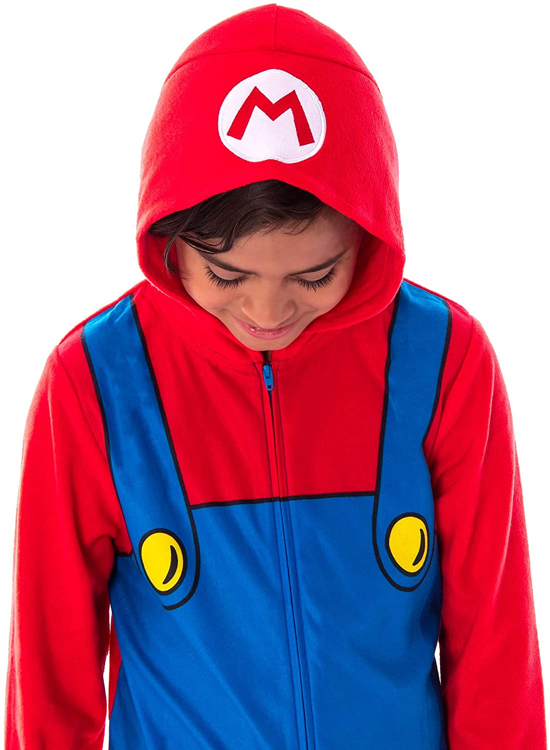Super Mario Character Front-Zip Hooded Long- Sleeve Pajama Set