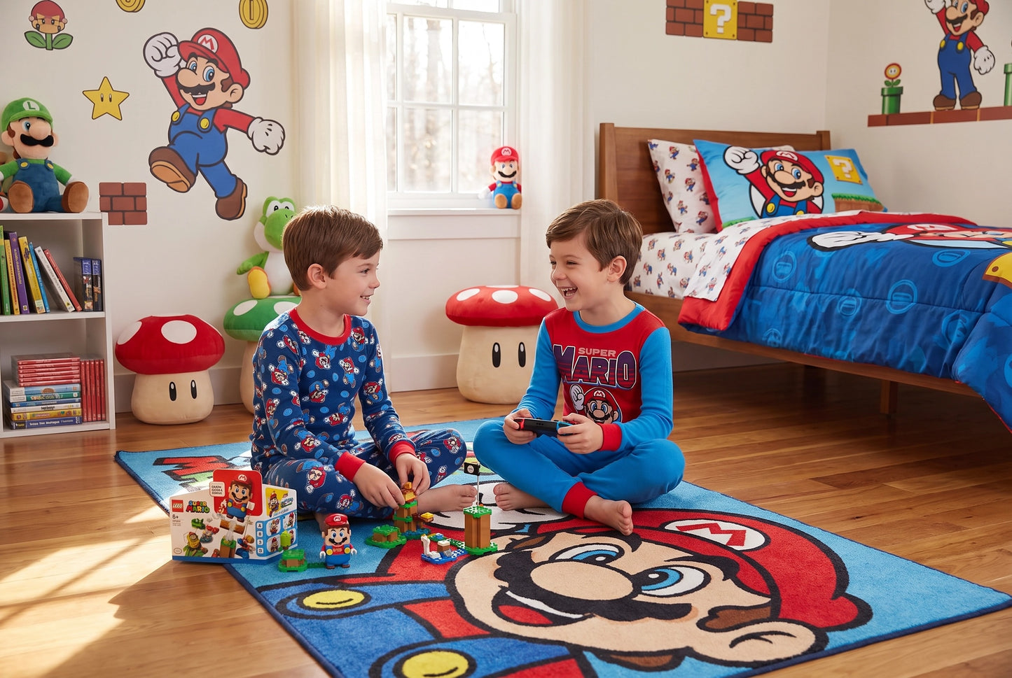Nintendo Super Mario Character Youth 4-Piece Long Sleeve Pajama Set