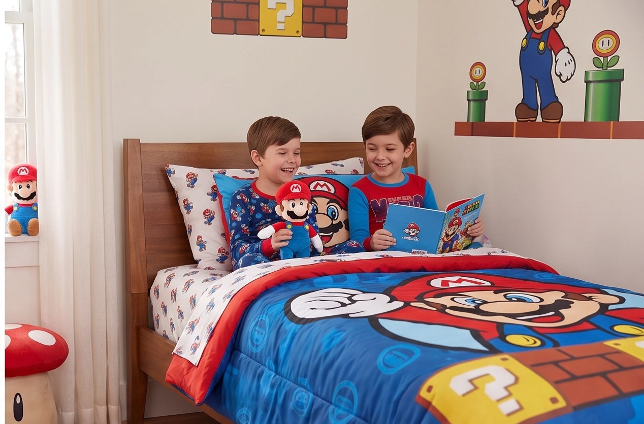 Nintendo Super Mario Character Youth 4-Piece Long Sleeve Pajama Set