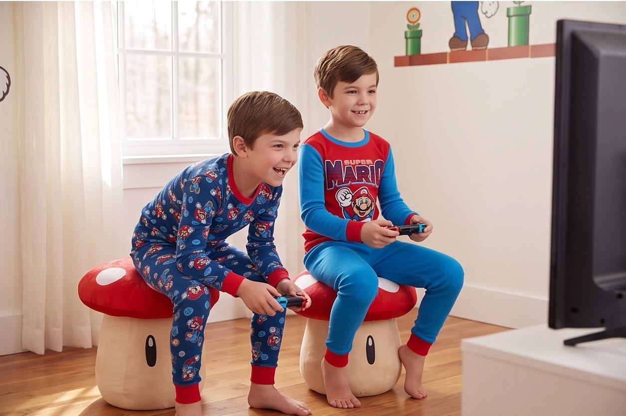 Nintendo Super Mario Character Youth 4-Piece Long Sleeve Pajama Set