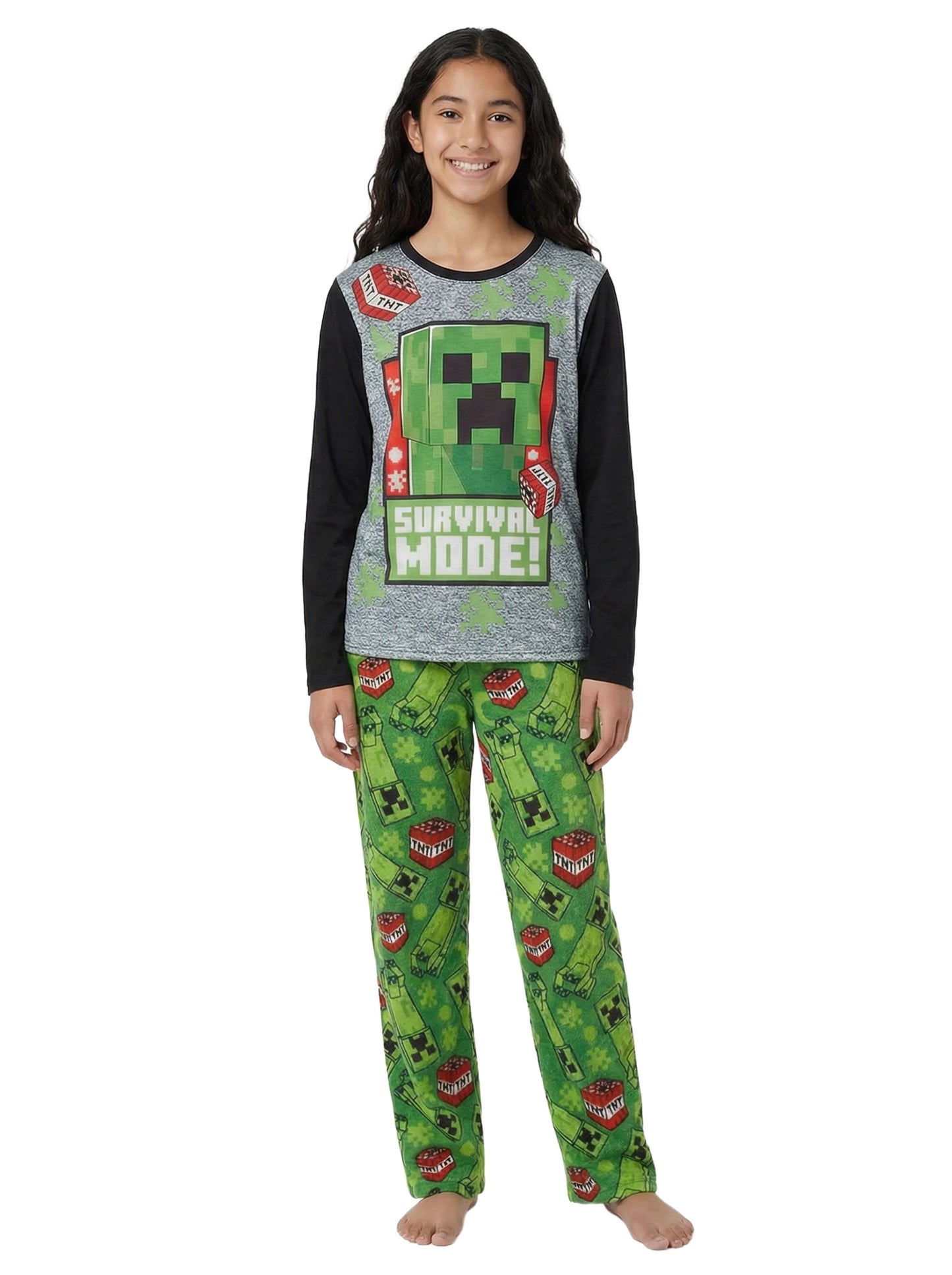 Minecraft Survival Mode! Boys and girls Fleece 2pc Pajamas Set