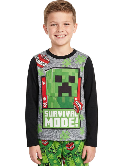 Minecraft Survival Mode! Boys and girls Fleece 2pc Pajamas Set