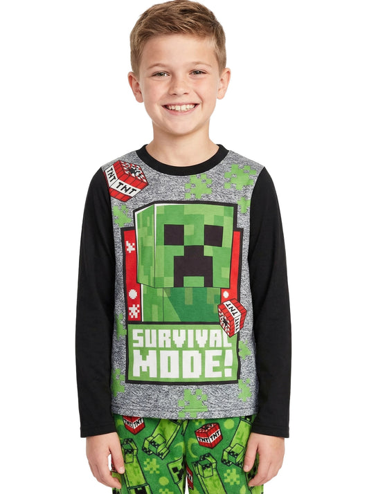 Minecraft Survival Mode! Boys and girls Fleece 2pc Pajamas Set