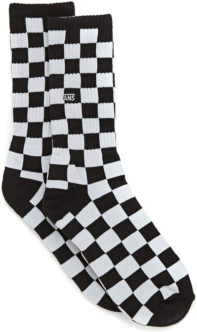 VANS Checkerboard Men's Crew Socks, White/Black, (6.5-9) M US