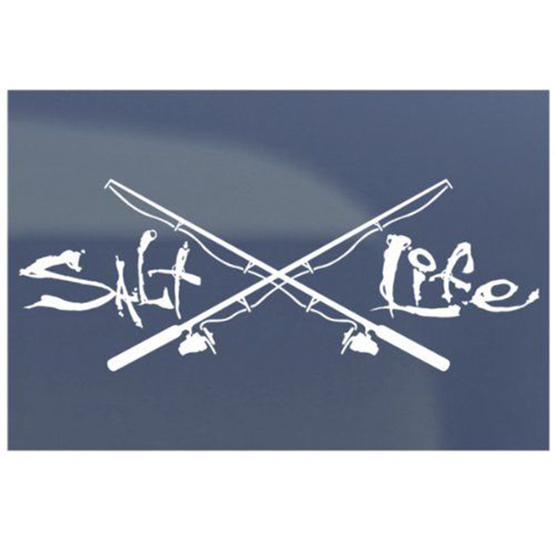 Salt Life Signature And Poles Decal Medium White