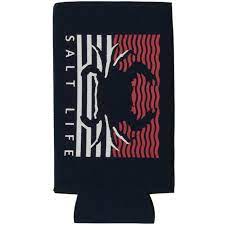 Salt Life Cabbin Flag Skinny Can Koozie,Navy