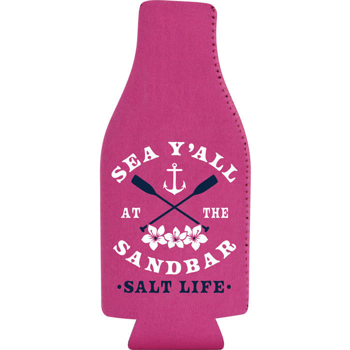 Salt Life Sea Yall Bottle Koozie, Bright Pink